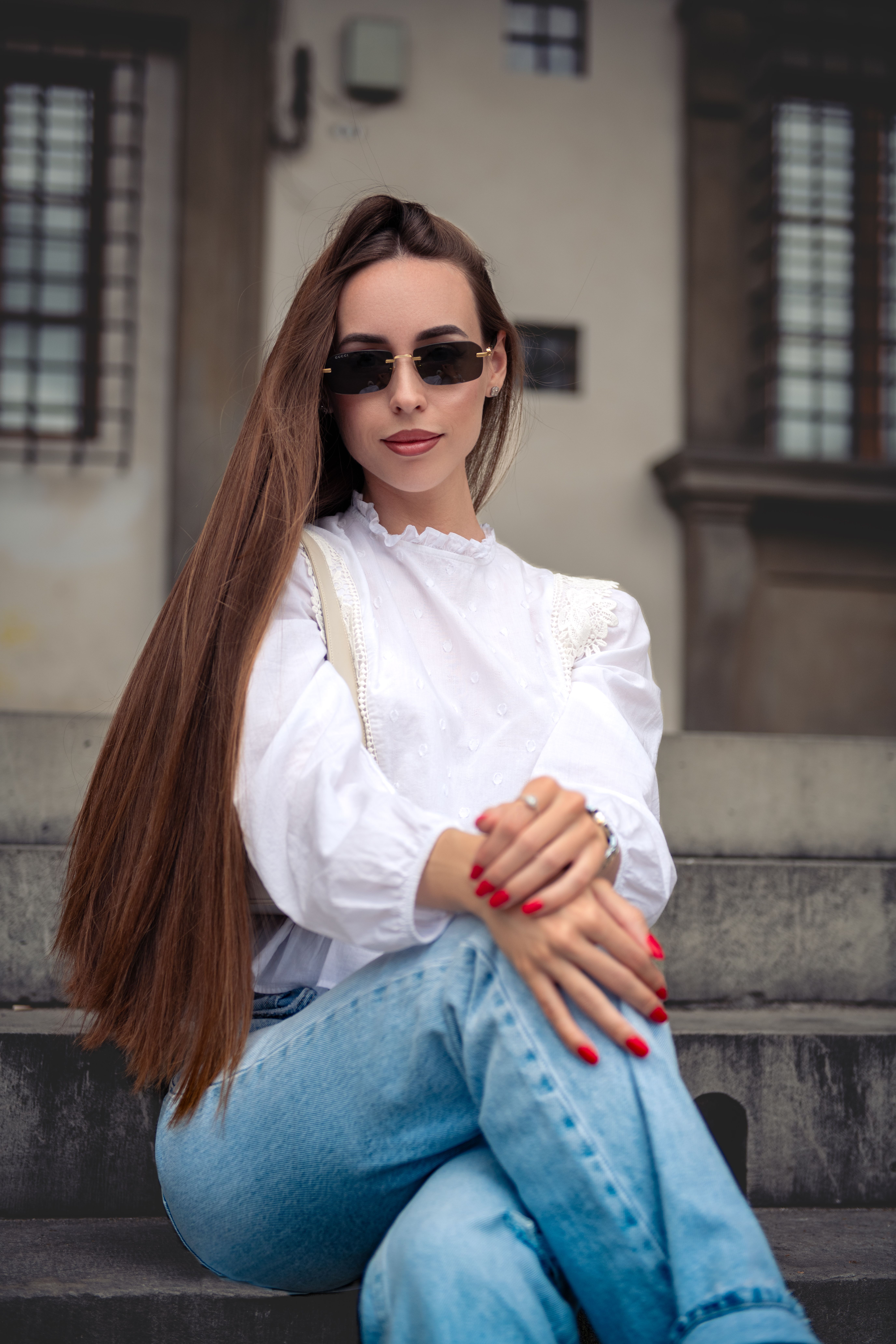 Stylish Woman Posing on Historic Steps in Florence · Free Stock Photo