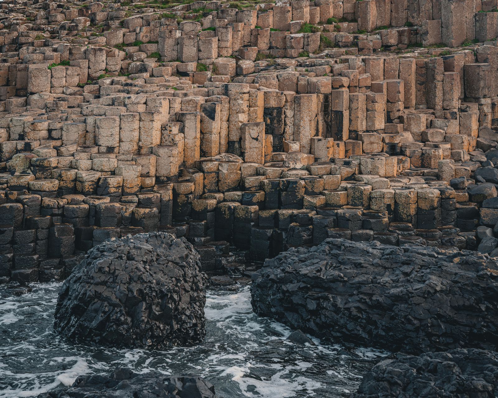View of the iconic Giant's Causeway basalt columns in Northern Ireland