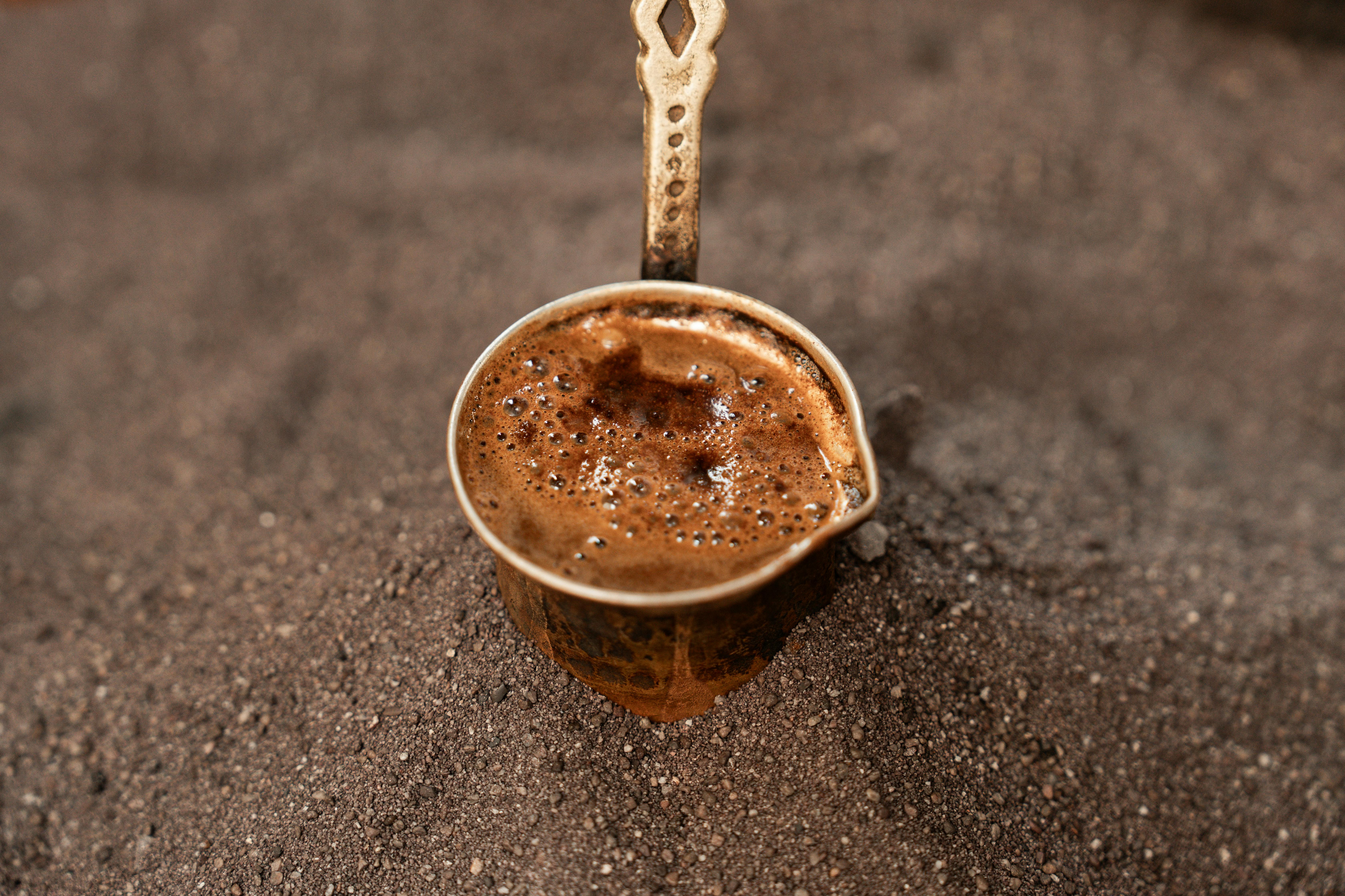 Traditional Turkish Coffee Brewed in İstanbul Sand · Free Stock Photo
