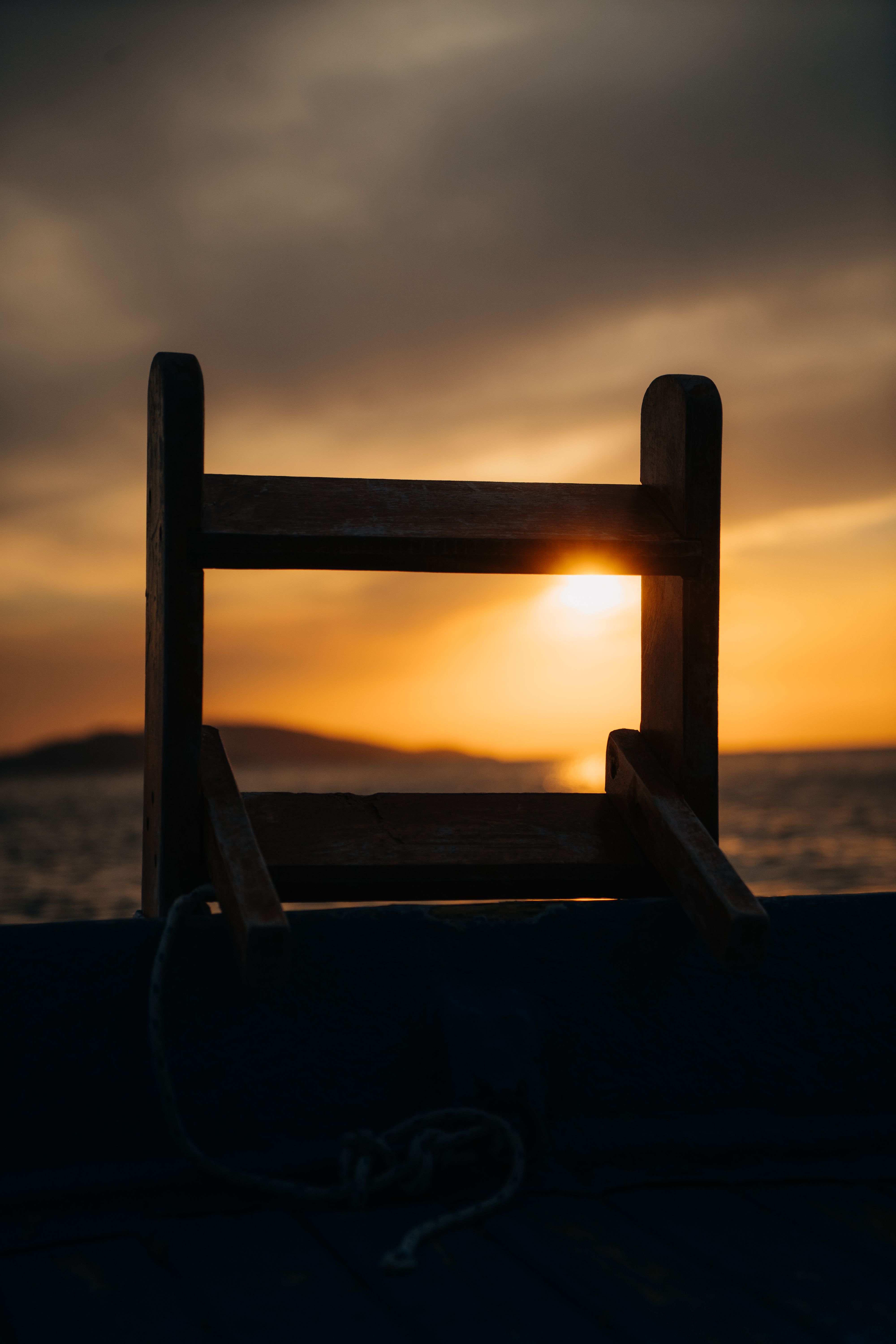 Dramatic Sunset View Through Ladder Silhouette · Free Stock Photo