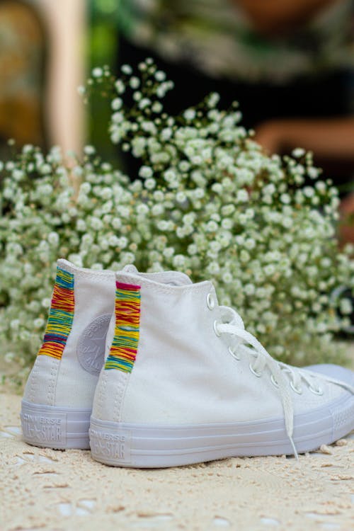 Free Pair of White High-top Sneakers Stock Photo