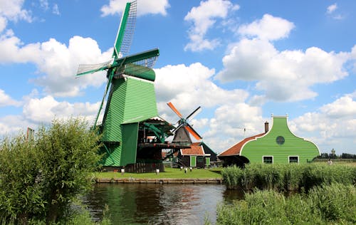 Free stock photo of clouds, mill, netherlands Stock Photo