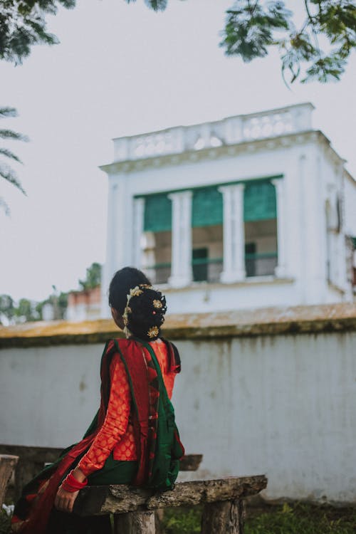 Free stock photo of old house, saree dress, shallow focus