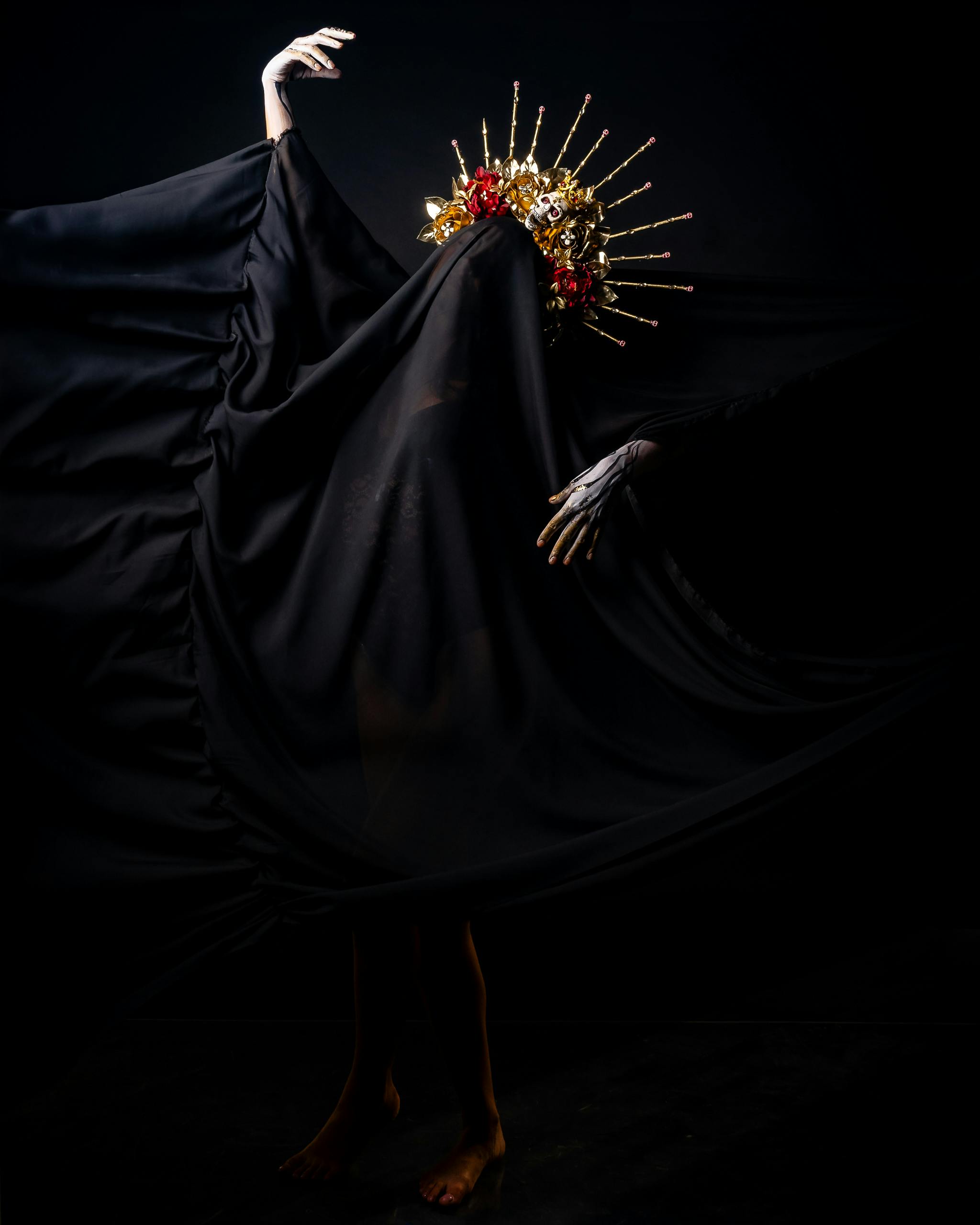 dramatic artistic portrait with headdress