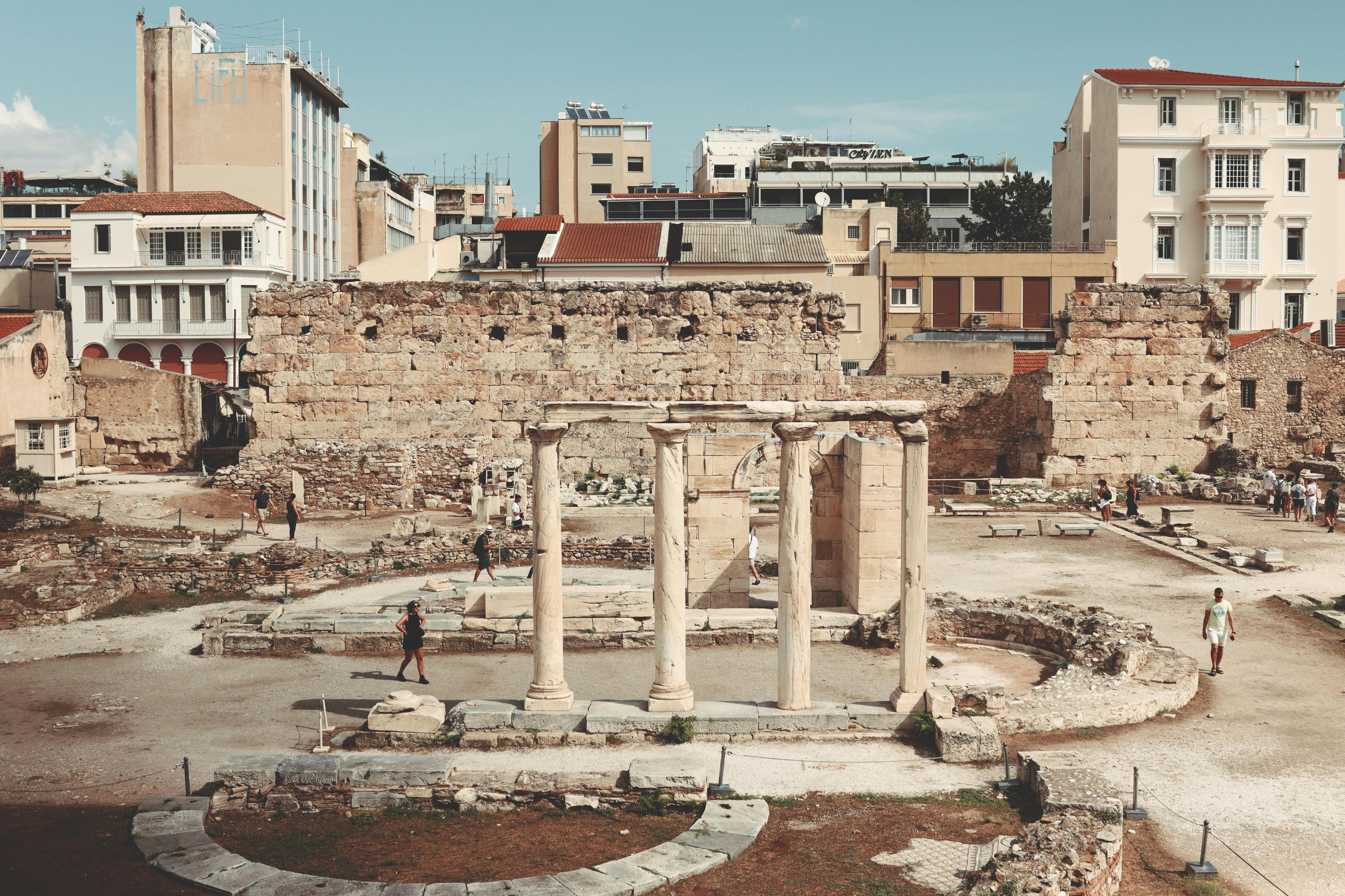 hadrian s library ruins in athens greece