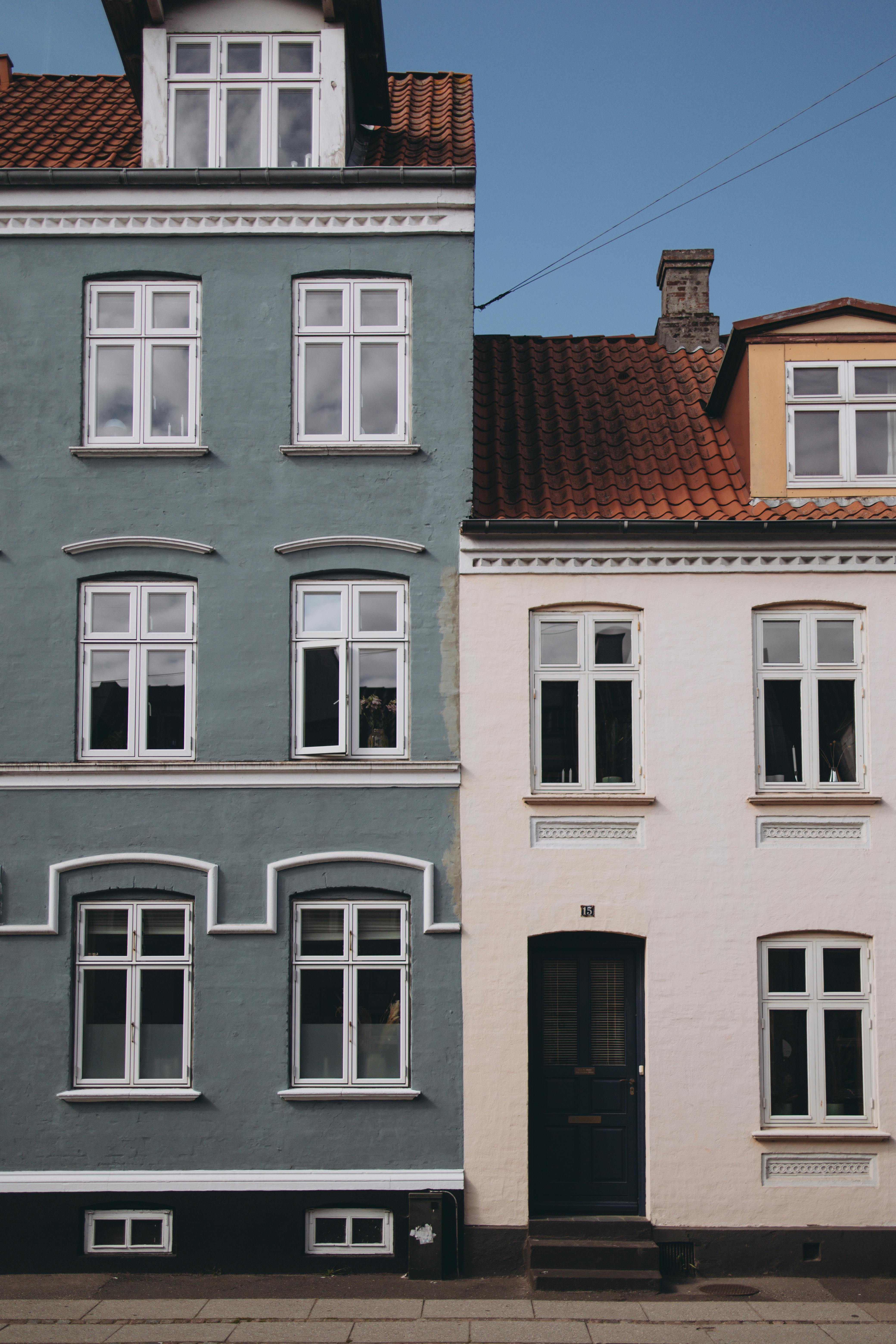 Elegant classic facades in Copenhagen showcasing European urban architecture.