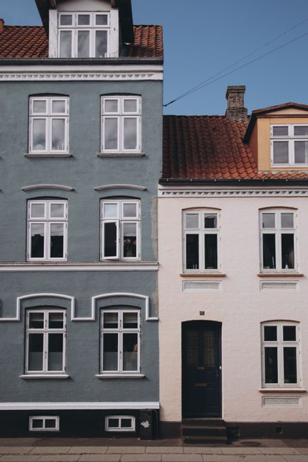 Elegant classic facades in Copenhagen showcasing European urban architecture.