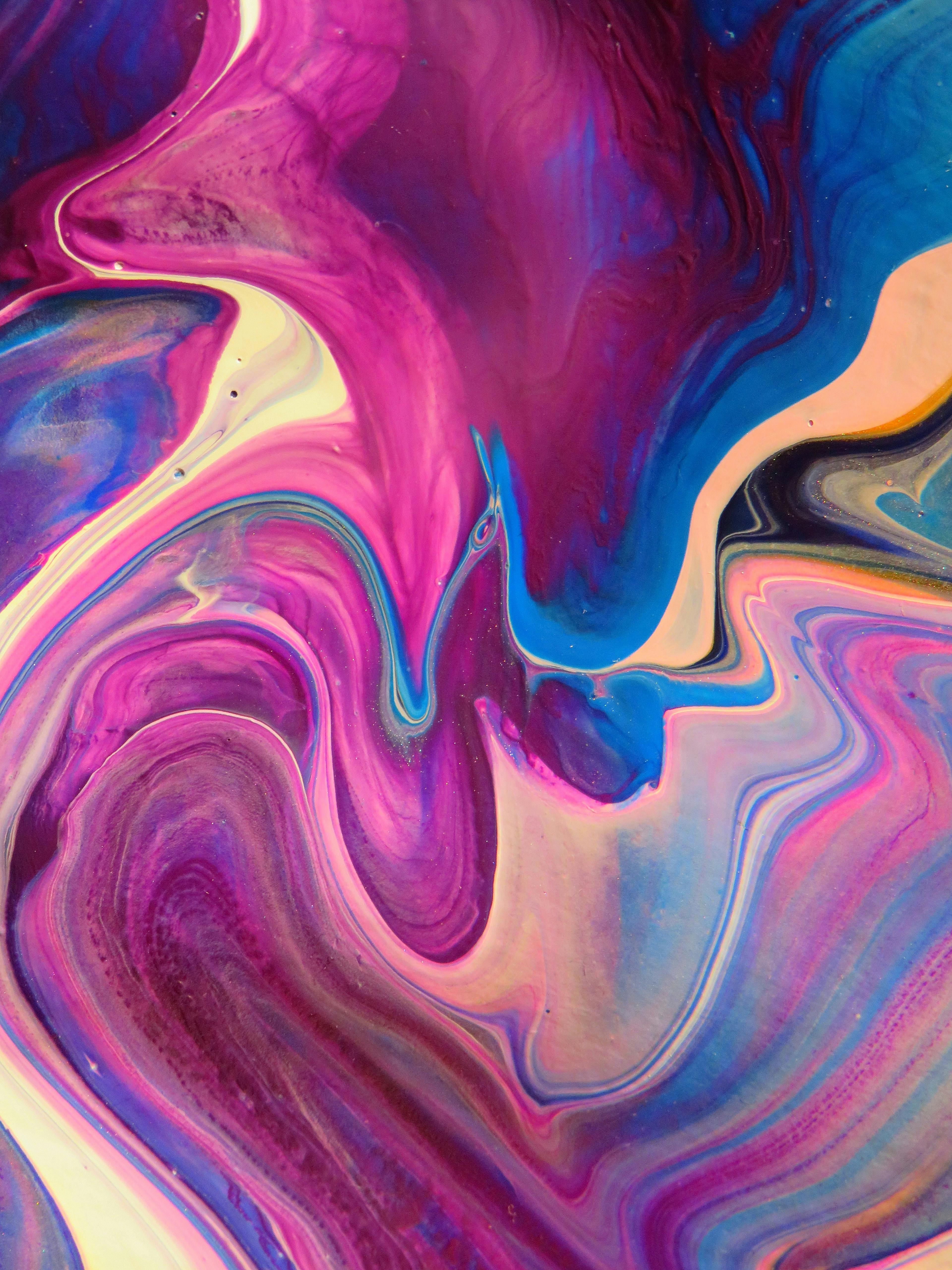 Pink and Blue Abstract Painting