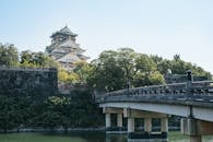 Osaka Castle and Bridge in Bright Daylight