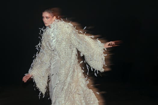 Captivating fashion portrait with a unique motion blur effect creating dynamic movement.