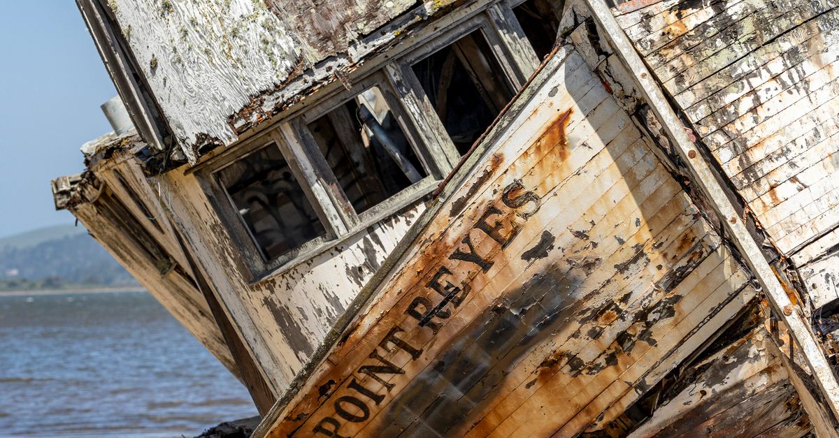 Point Reyes Shipwreck Fire Abandoned Shipwreck of Point Reyes on Sandy Shore · Free Stock Photo
