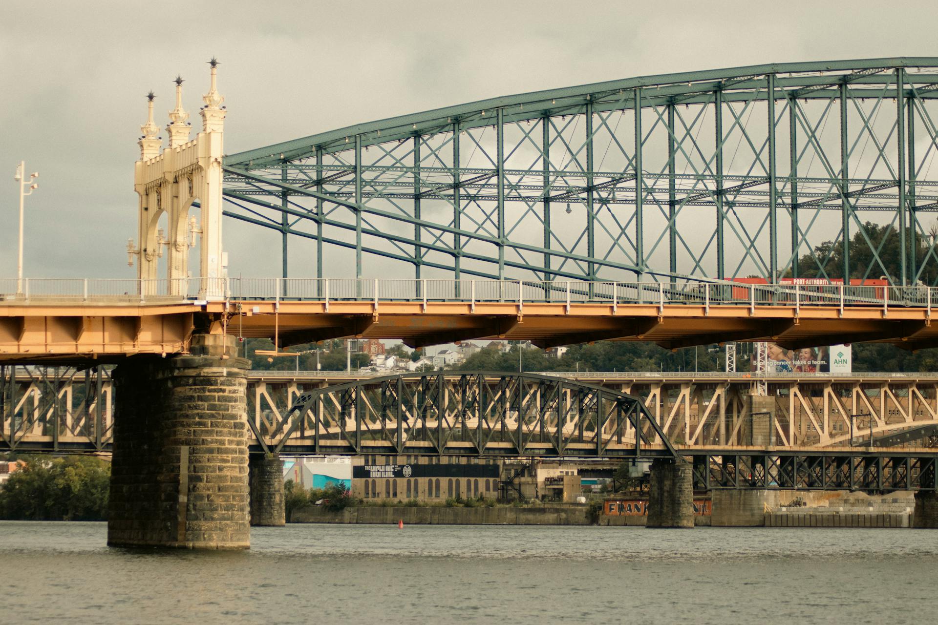 Steel Bridges Over River in Pittsburgh Cityscape