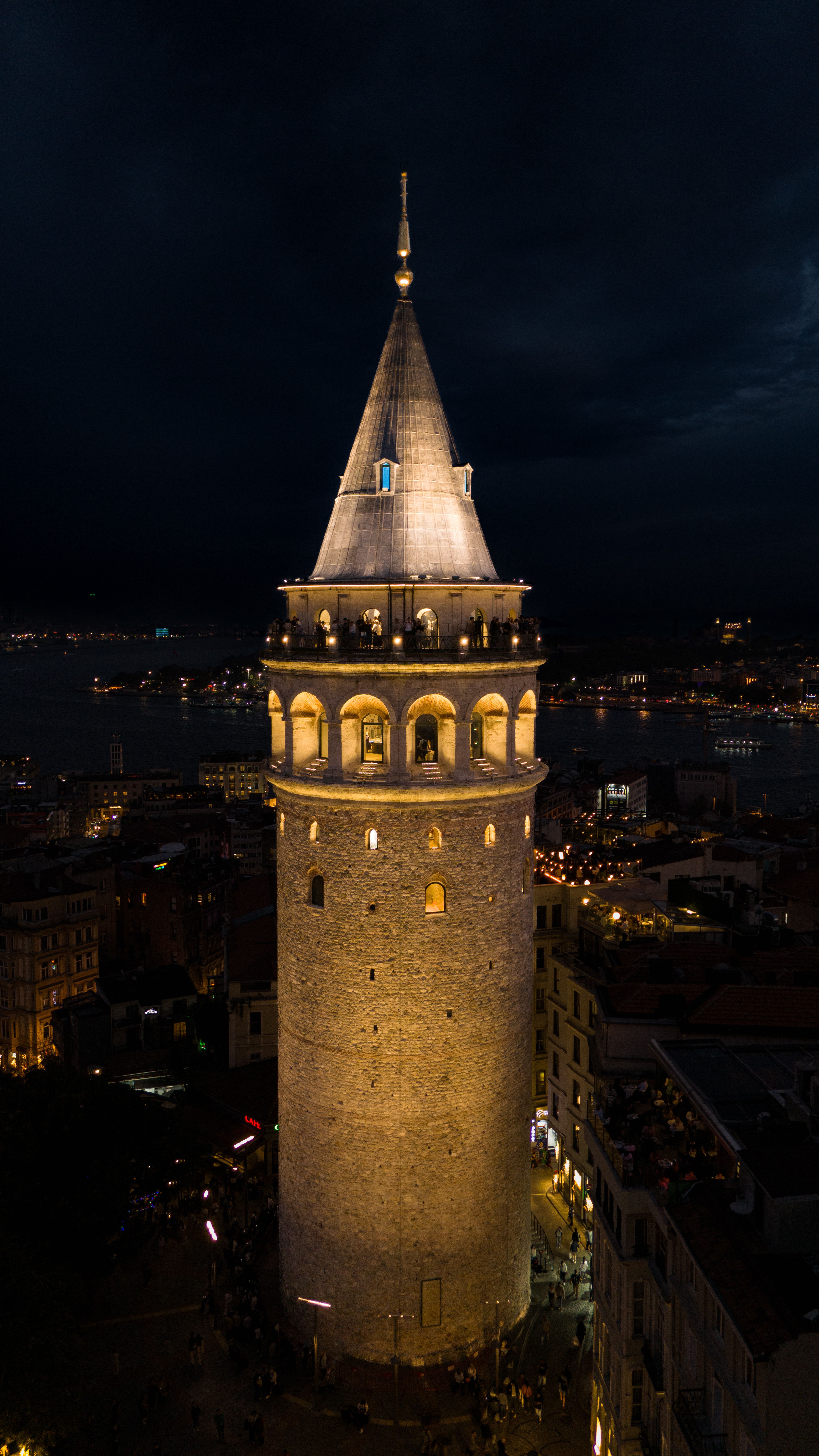 Galata Tower Illuminated at Night in Istanbul · Free Stock Photo