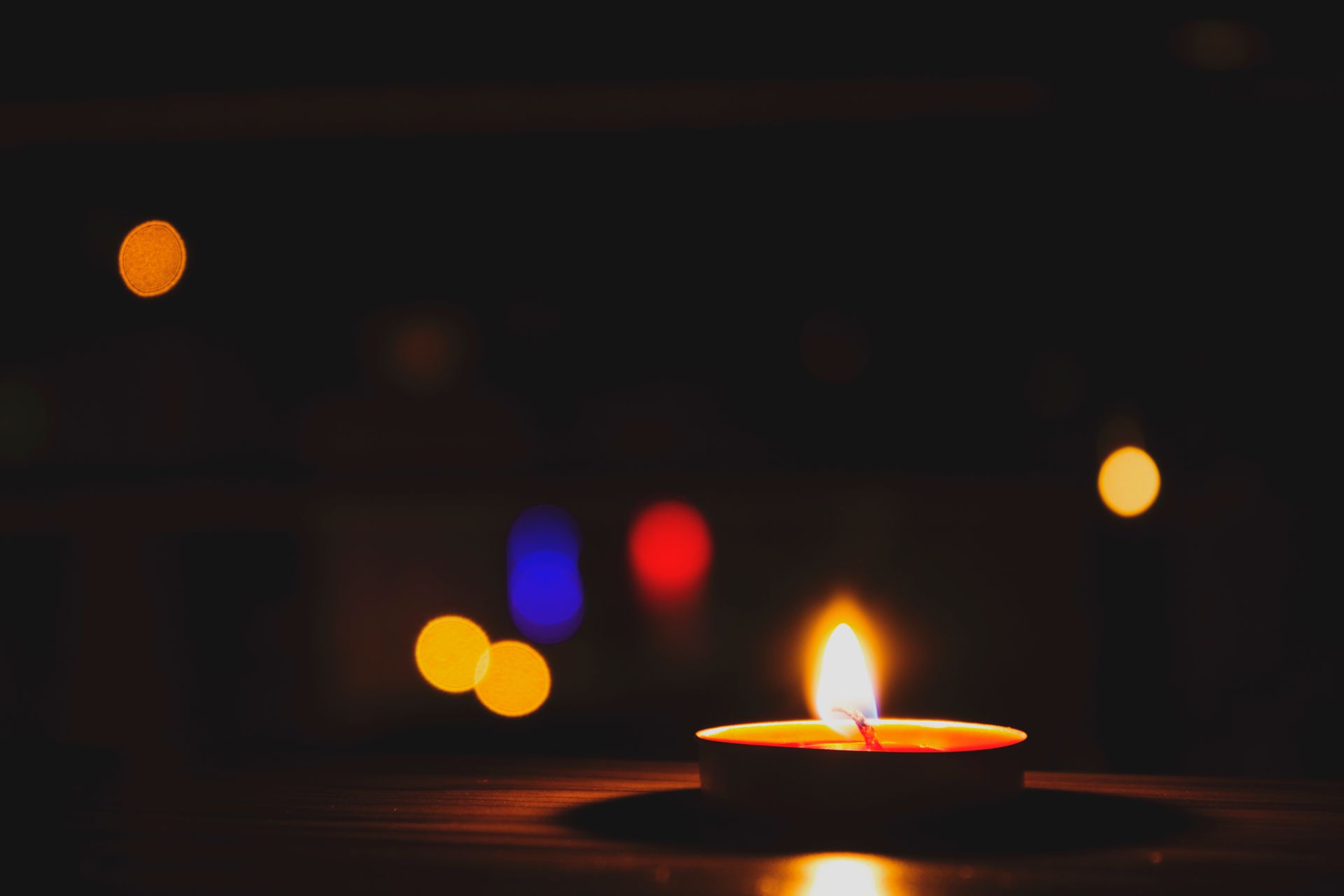 Lighted Tealight With Bokeh Photography