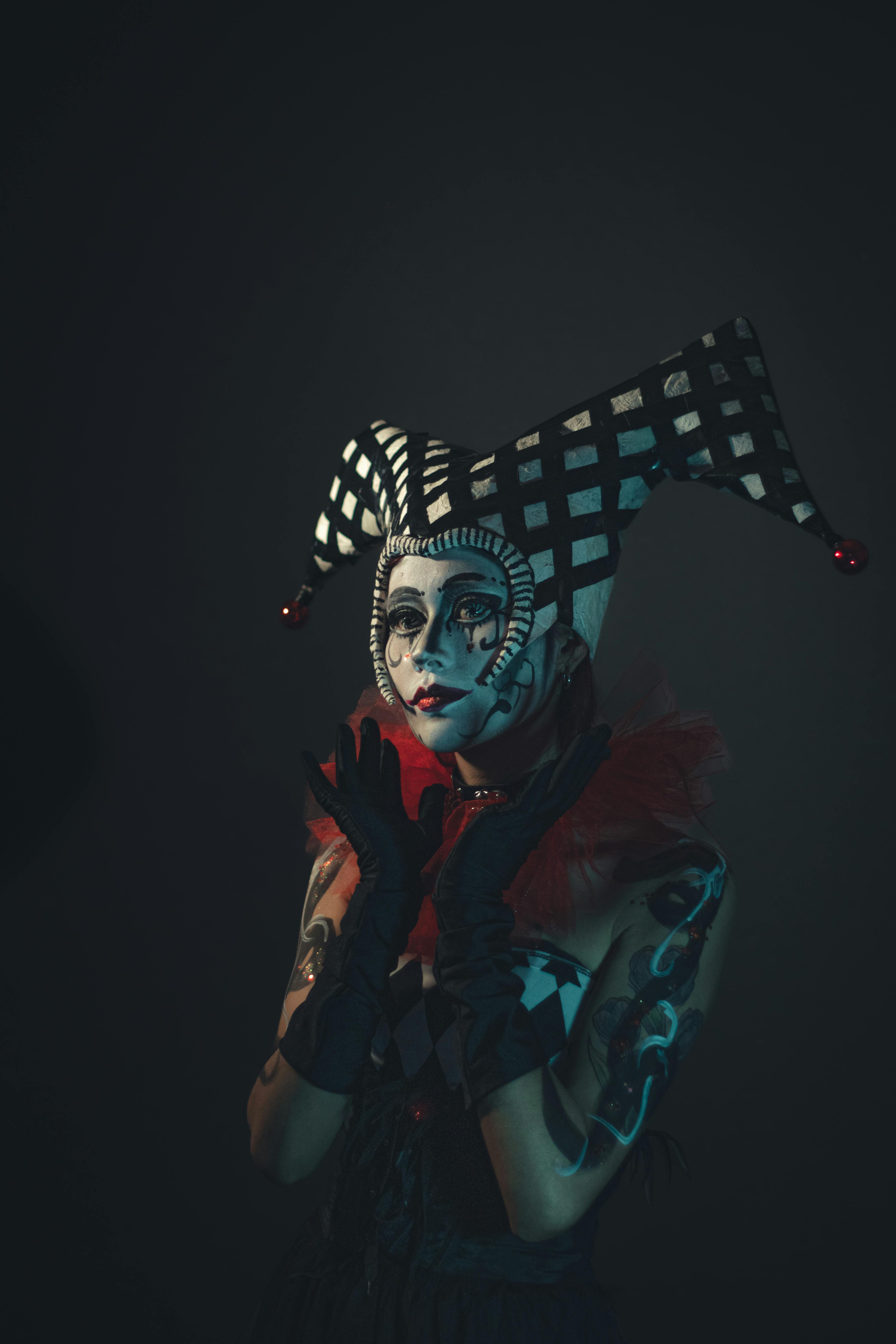 De franc Retrat Dramàtic D'un Bufó Vestit Foto d'estoc