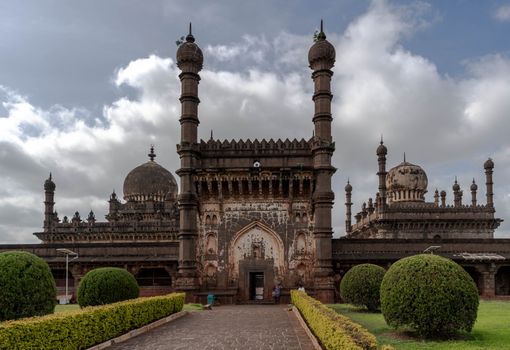 Majestic view of the historical Gol Gumbaz mausoleum in Bijapur, Karnataka, India.