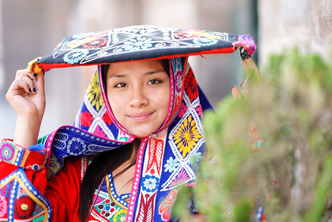 Quecha Pattern Vibrant Quechua Attire in Cusco's Streets · Free Stock Photo