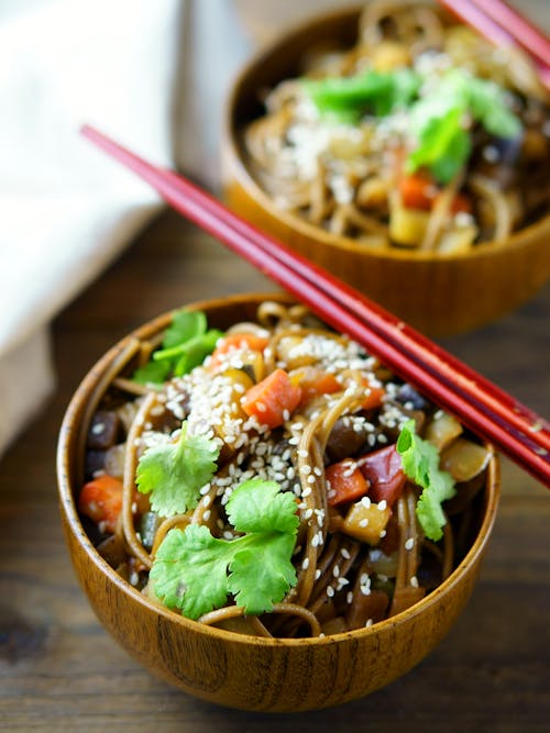 Free Noodles With Vegetable in Bowl Stock Photo