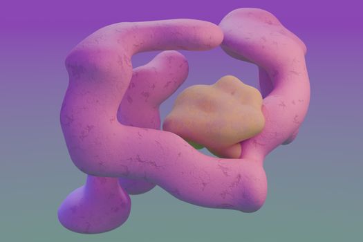 A vibrant abstract 3D render featuring organic forms in pink and purple, suitable as a modern art background.
