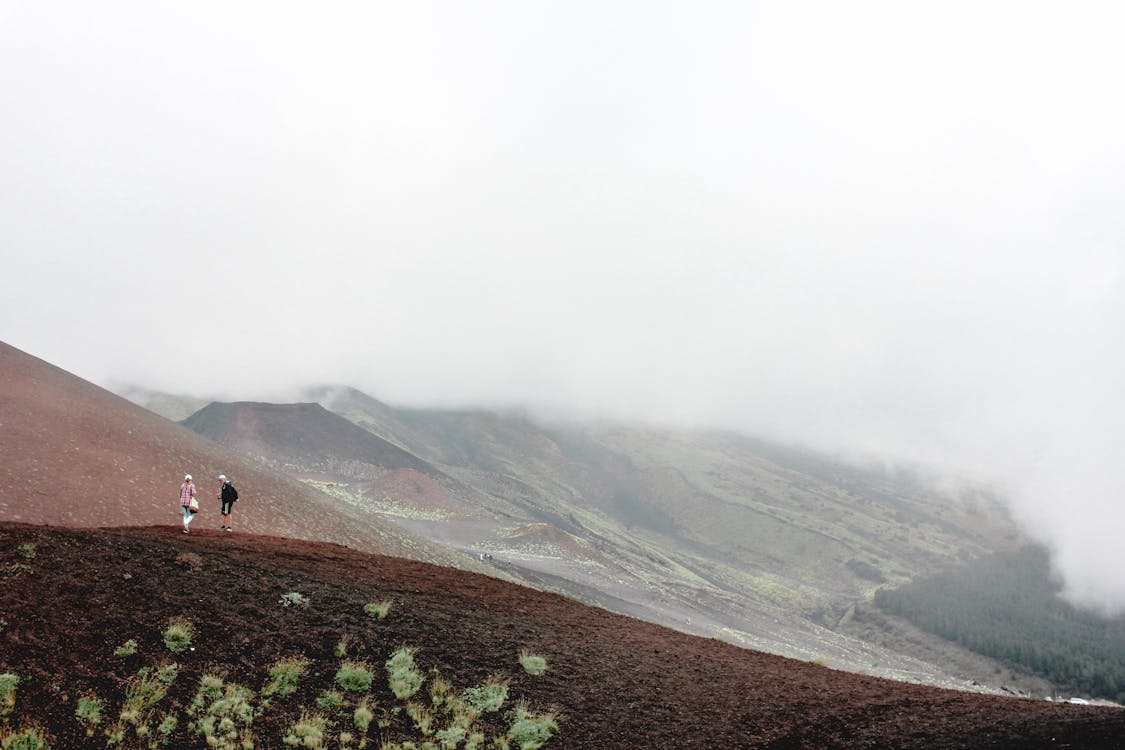 Free People Standing on Hill Stock Photo