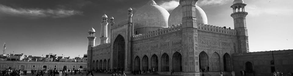 Grayscale Photography of Mosque Lahore, Pakistan