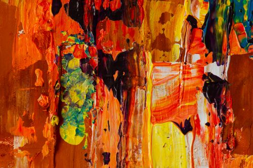 Free Colorful abstract painting showcasing vibrant expressionist style with acrylics. Stock Photo
