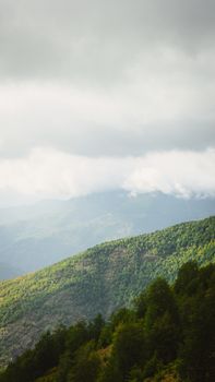 Peaceful view of lush green mountains in Erbaa, Tokat, Türkiye.