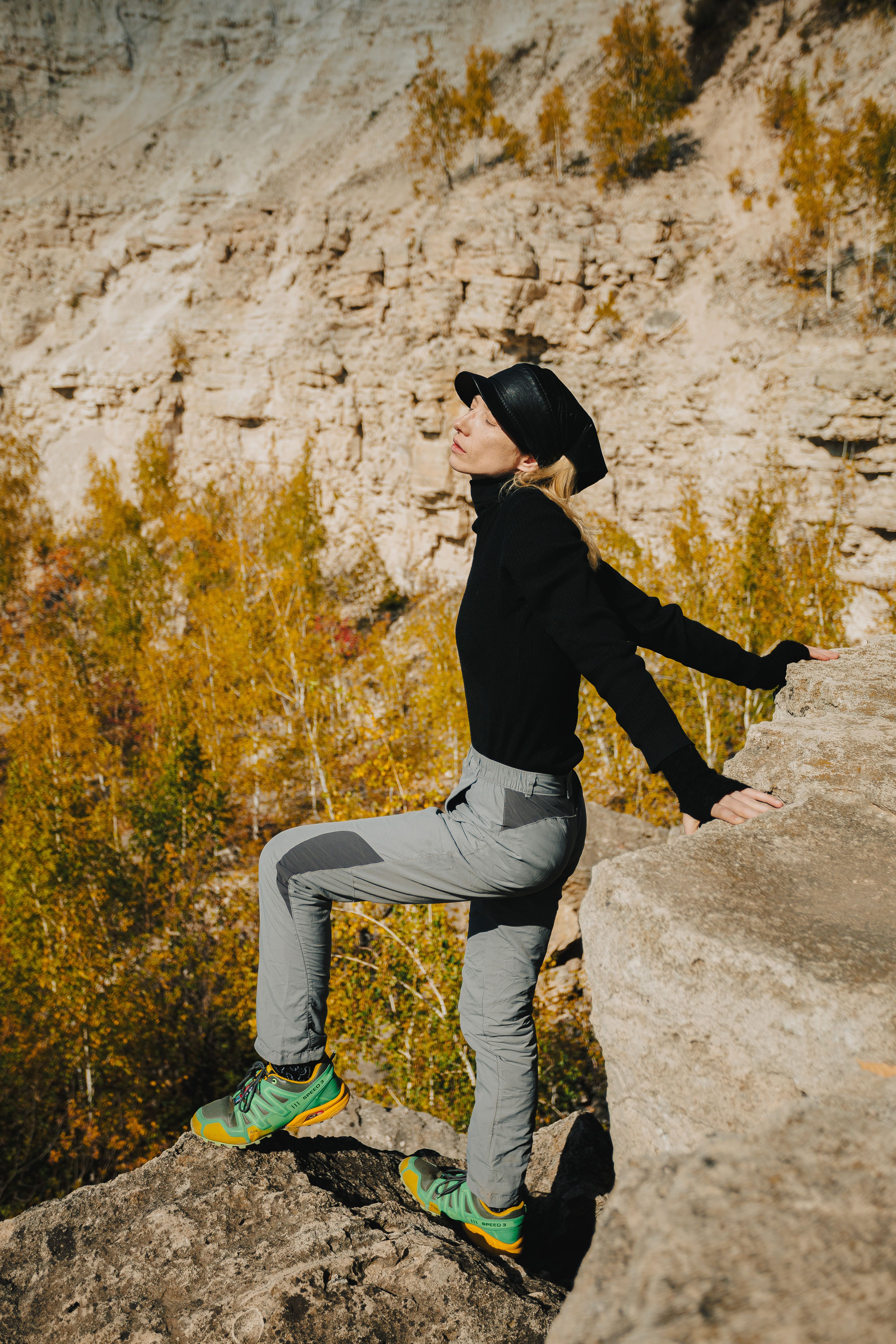 Woman Hiking in Autumn Scenic Canyon · Free Stock Photo