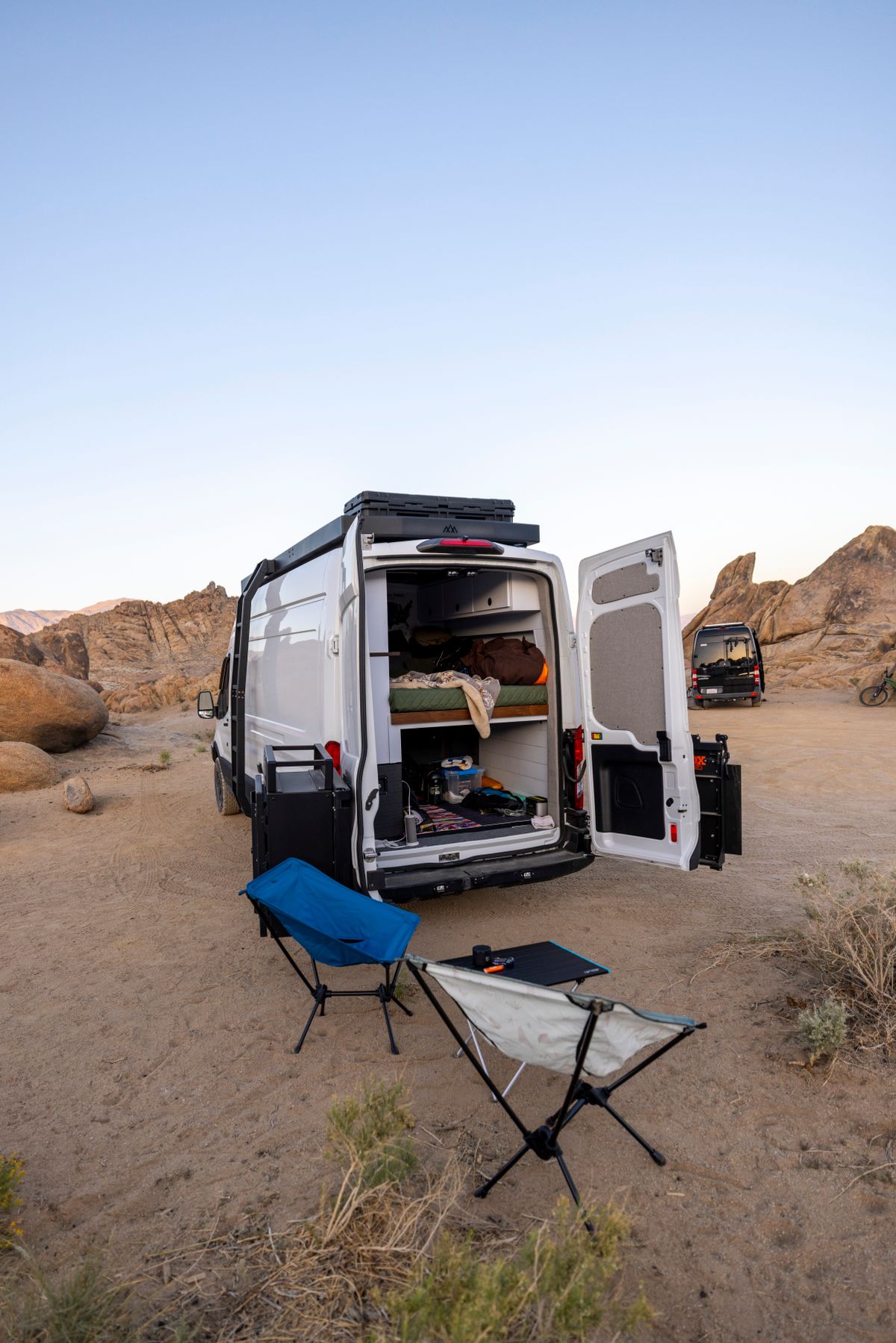 Camper van parked at desert pull-off