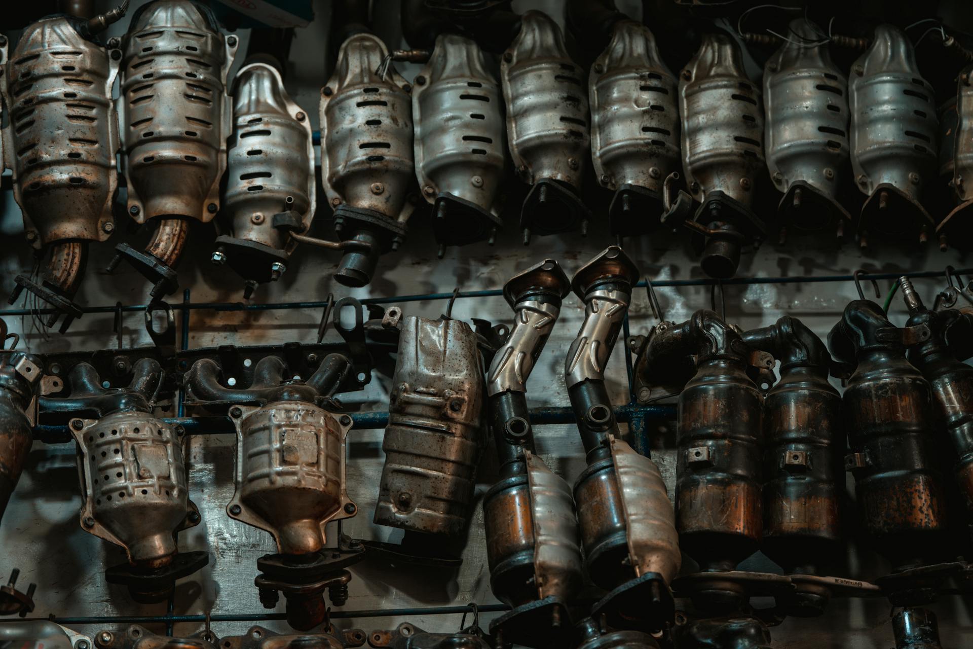 Stack of Catalytic Converters in Workshop Display