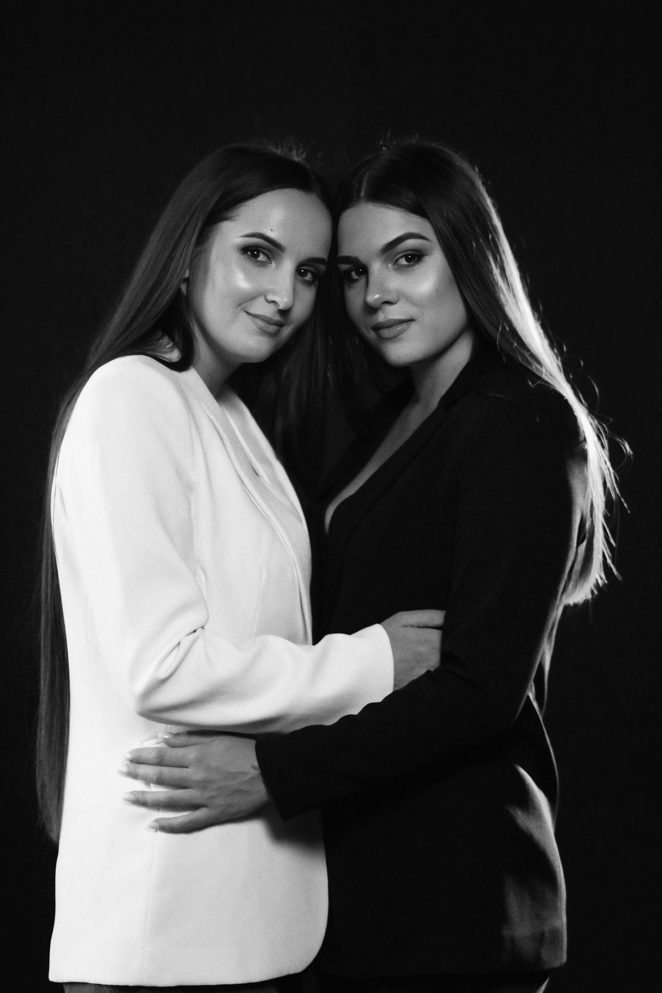 Elegant Black and White Portrait of Two Women · Free Stock Photo