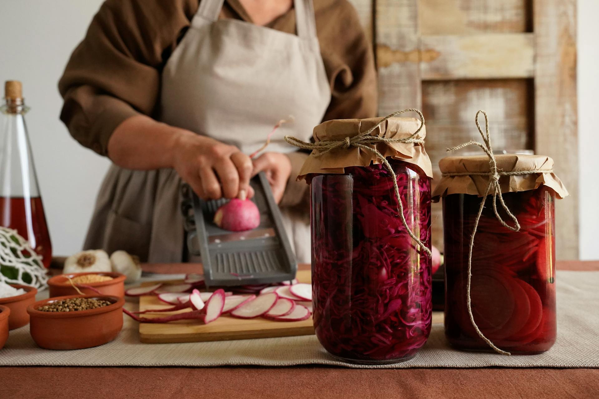 Homemade Pickling Process with Fresh Radishes