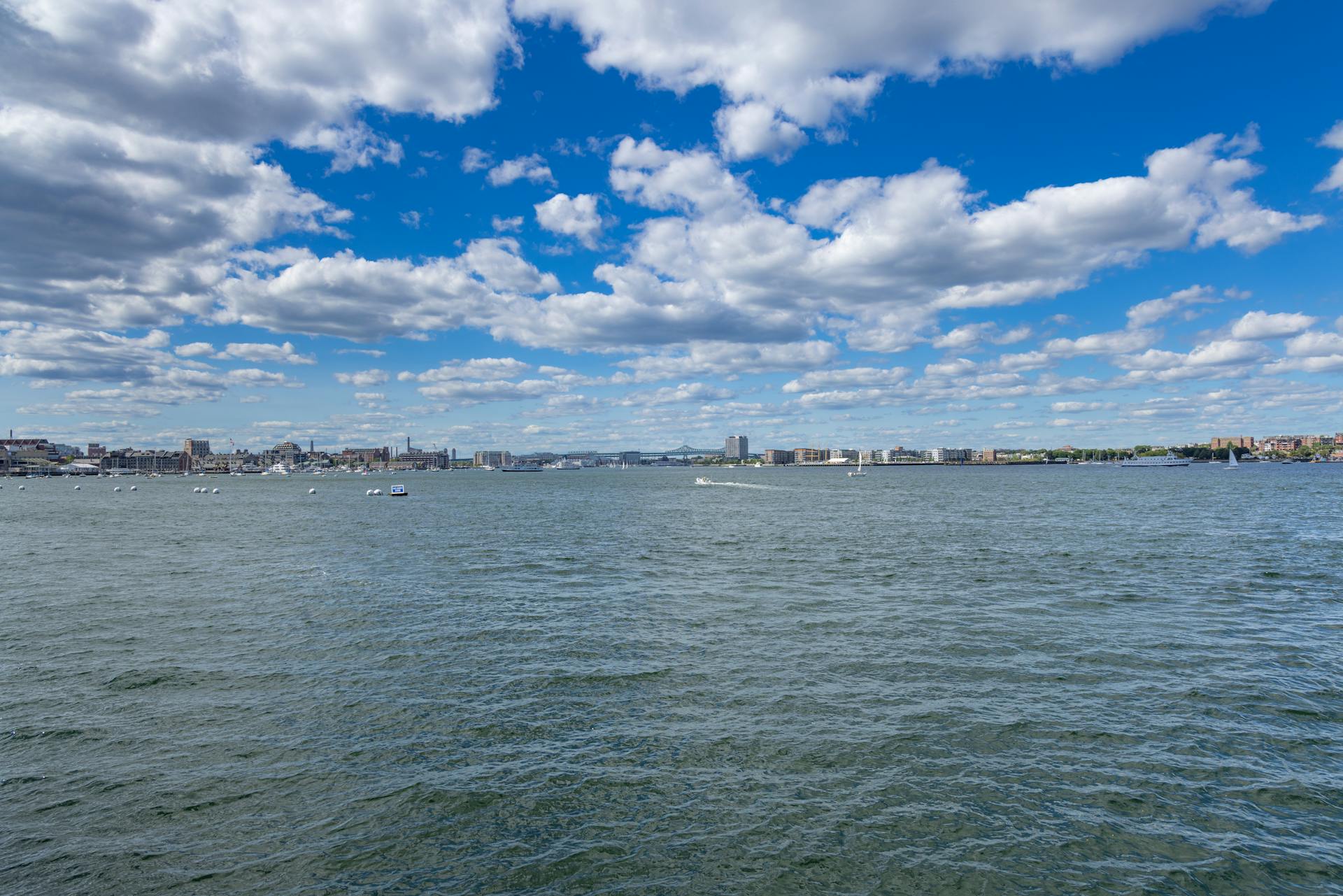 Boston Harbor Skyline on a Cloudy Day
