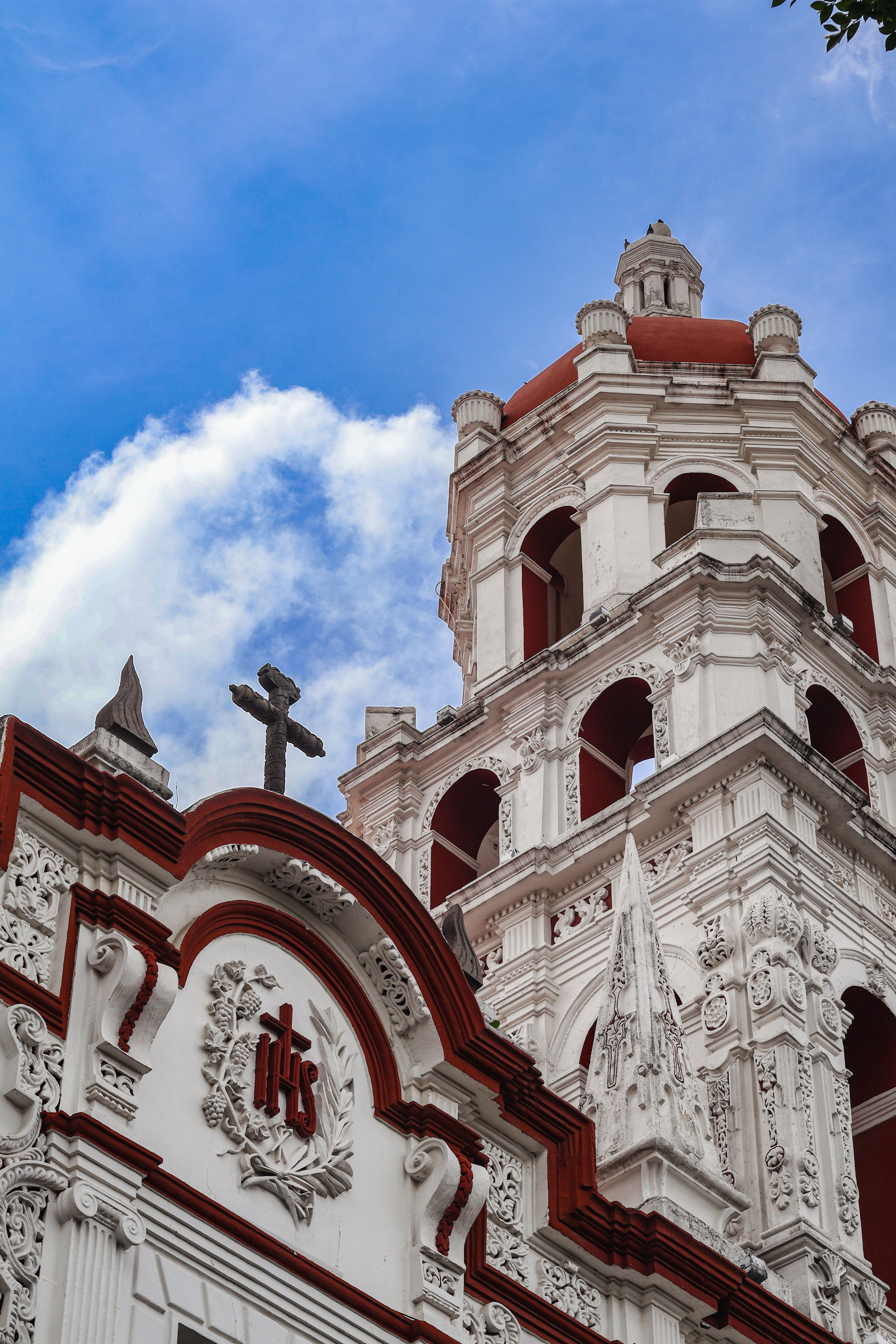 Historic Baroque Church Tower Against Blue Sky · Free Stock Photo