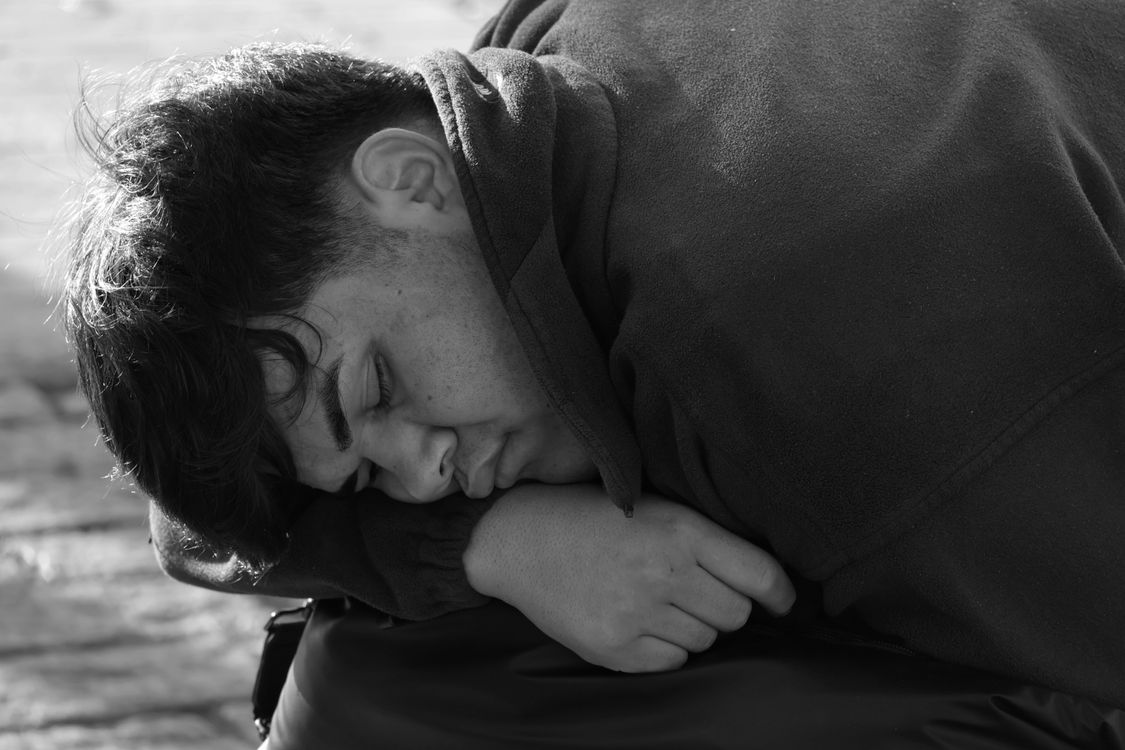 Resting Image Peaceful Resting Figure in Monochrome · Free Stock Photo