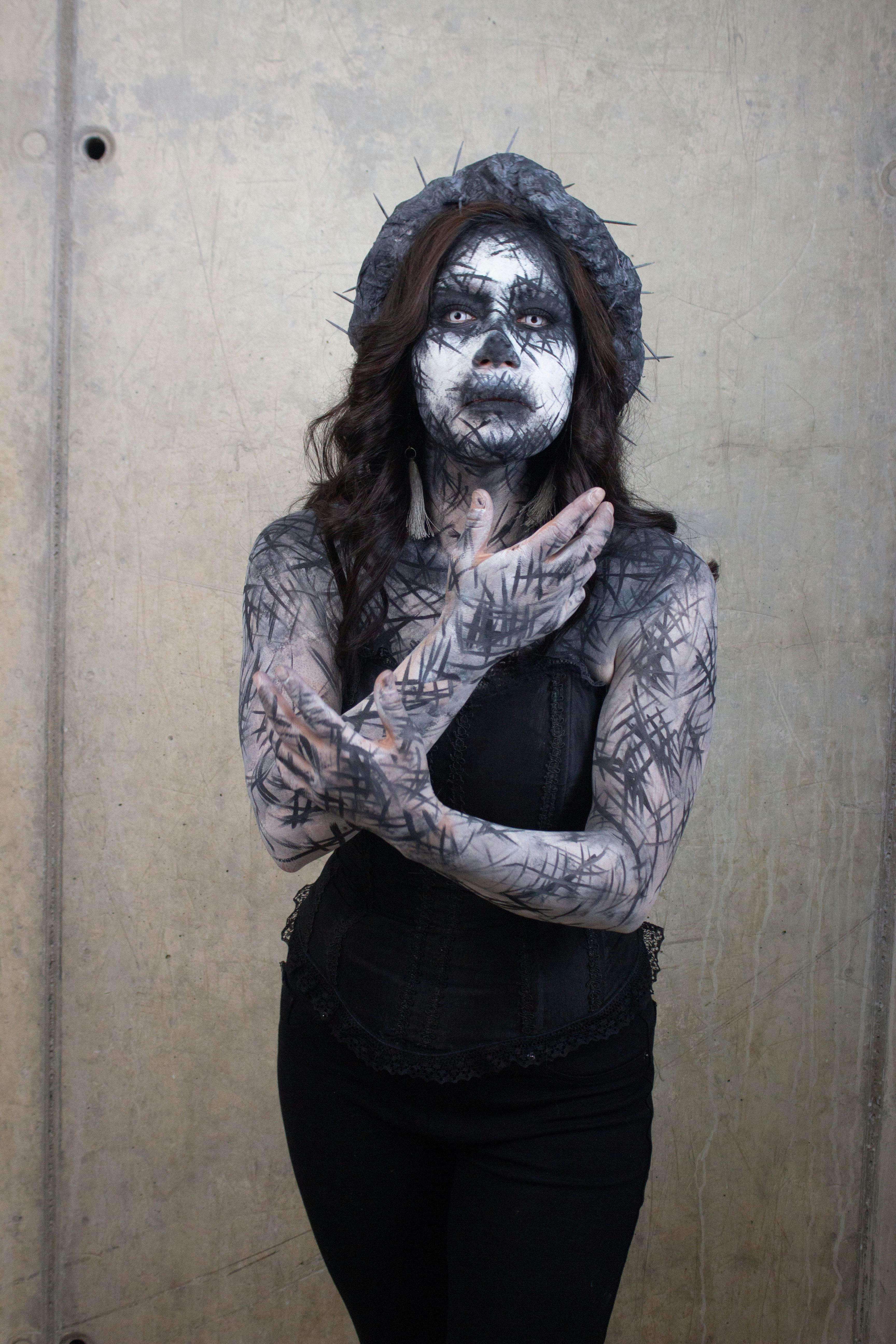 ingyenes A Halottak Napja Jelmez Fekete Fehér Sminkben Stockfotó