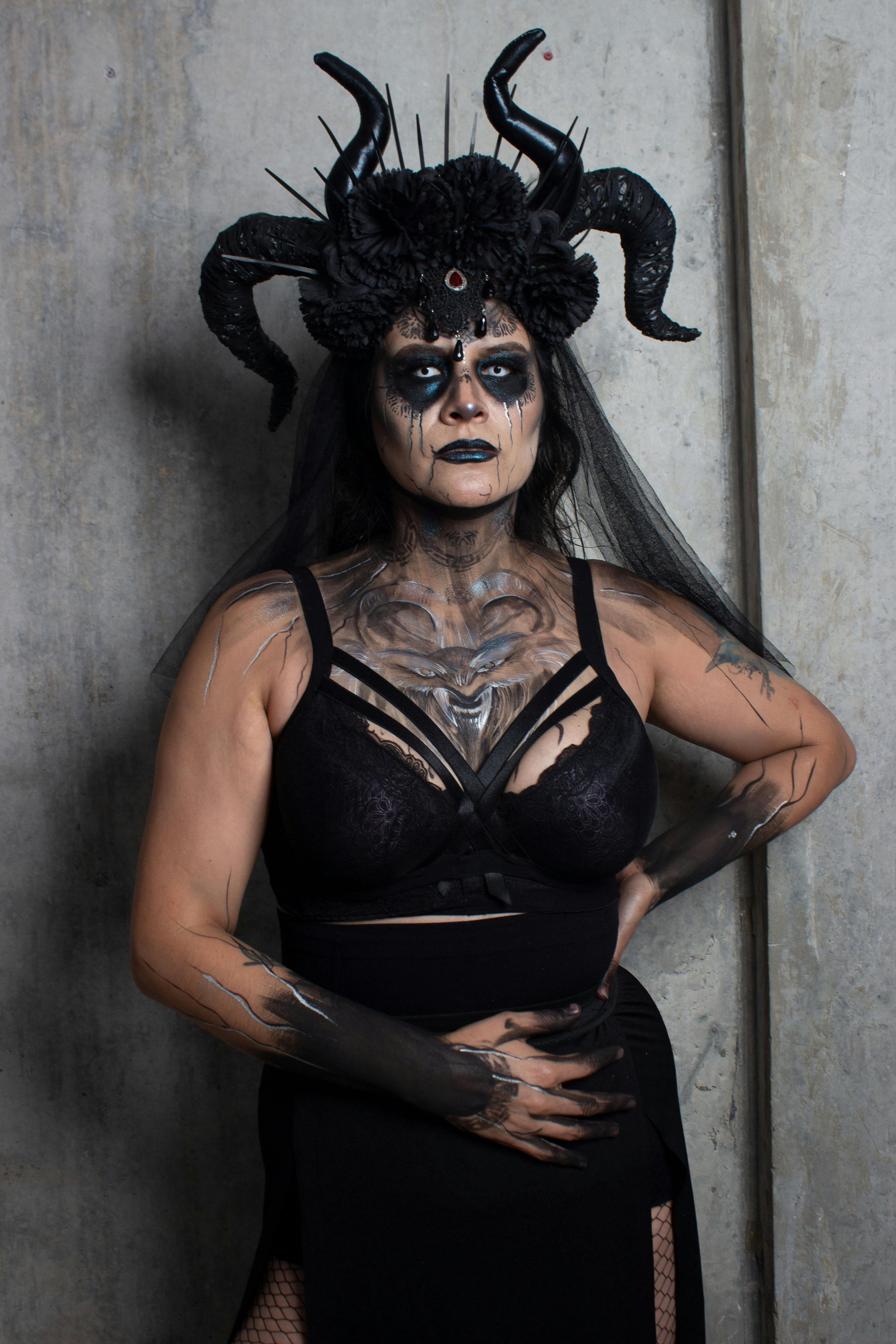 ingyenes Drámai Dia De Muertos Ihlette Halloween Portré Stockfotó