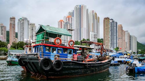 Free Photo Of City Near Water Port Stock Photo