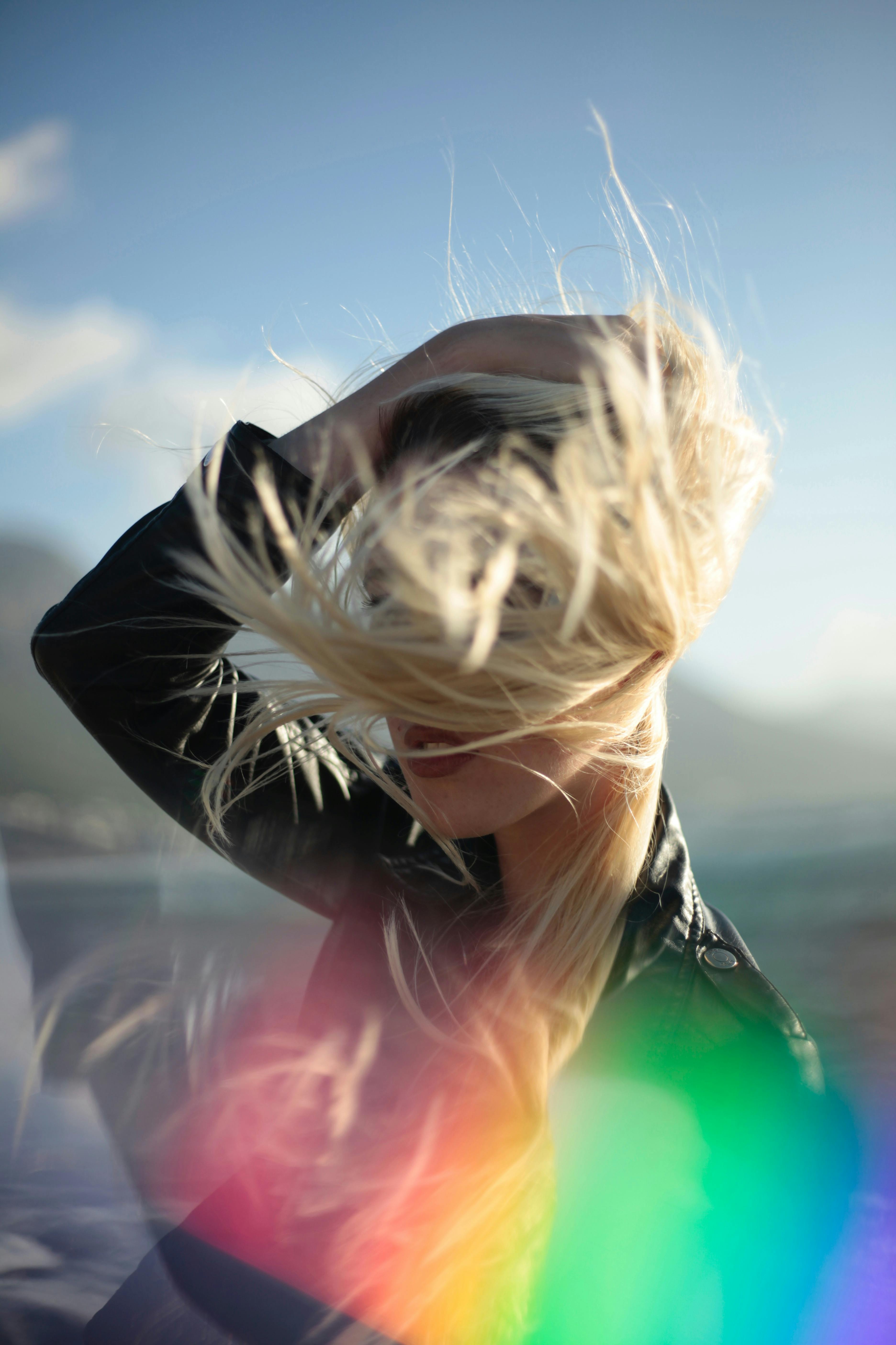 wind blowing woman s hair