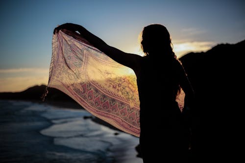 Woman Holding Scarf