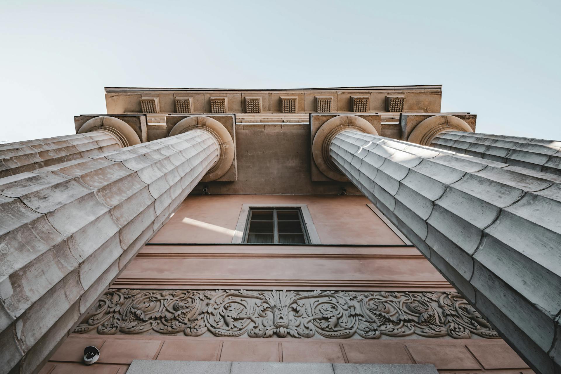 Majestic Architectural Columns of Stockholm Building