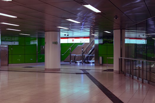 Explore the sleek design of a contemporary underground station in Düsseldorf, Germany.