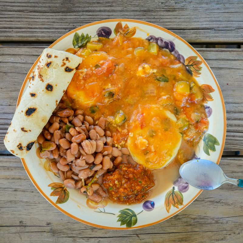 Baked Eggs with Salsa and Tortilla Chips