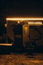 Moody Night Scene Around a Camper Van