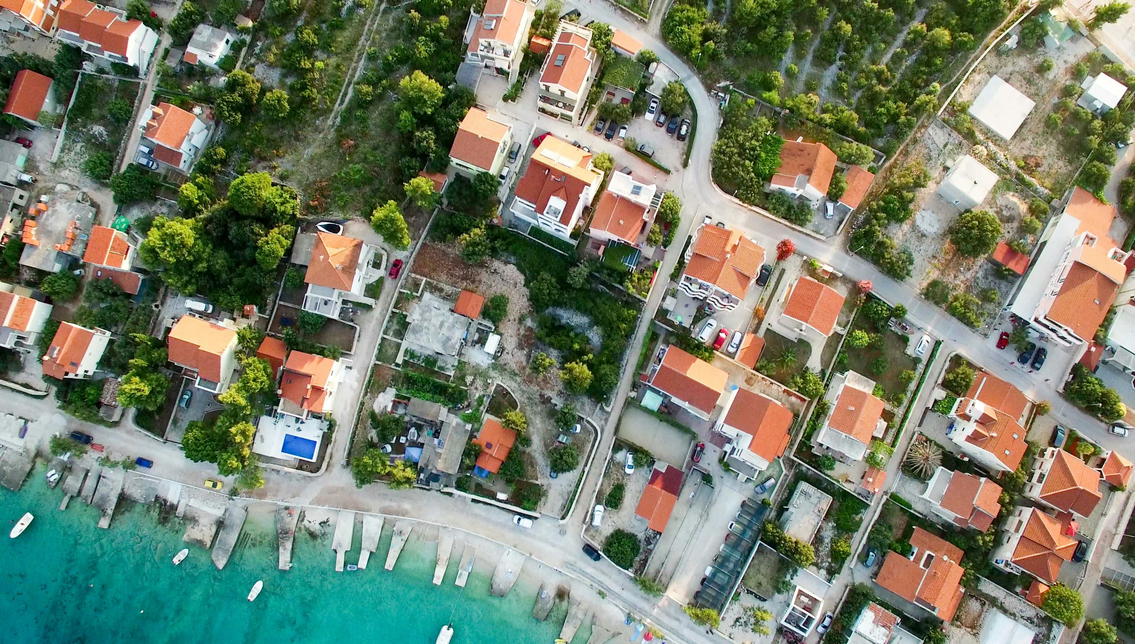 high angle view of residential buildings