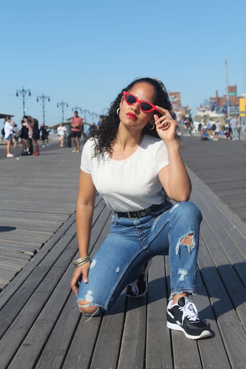 Free Photo Of Woman Touching Her Sunglasses Stock Photo