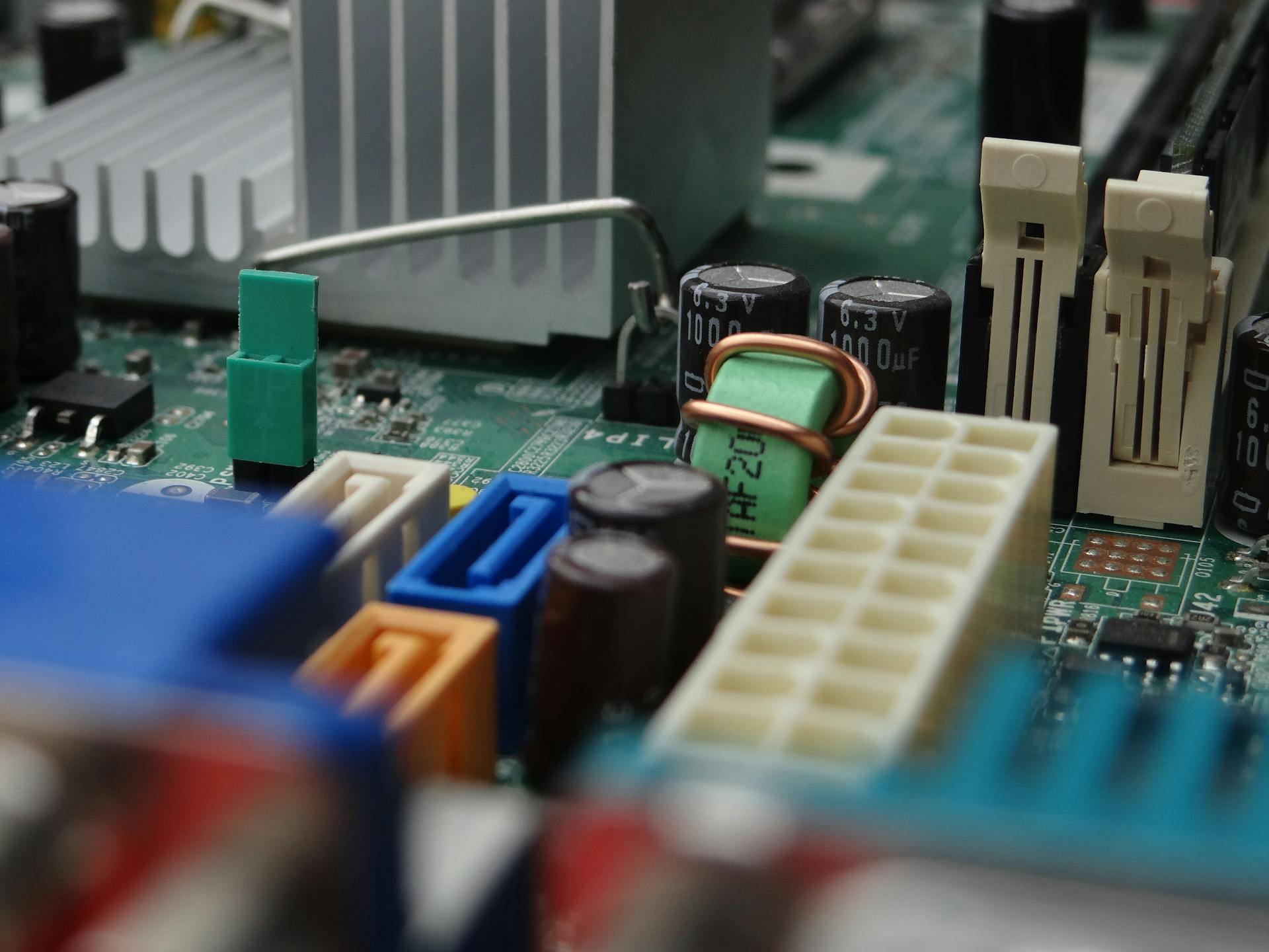 Close-up of Computer Motherboard Components