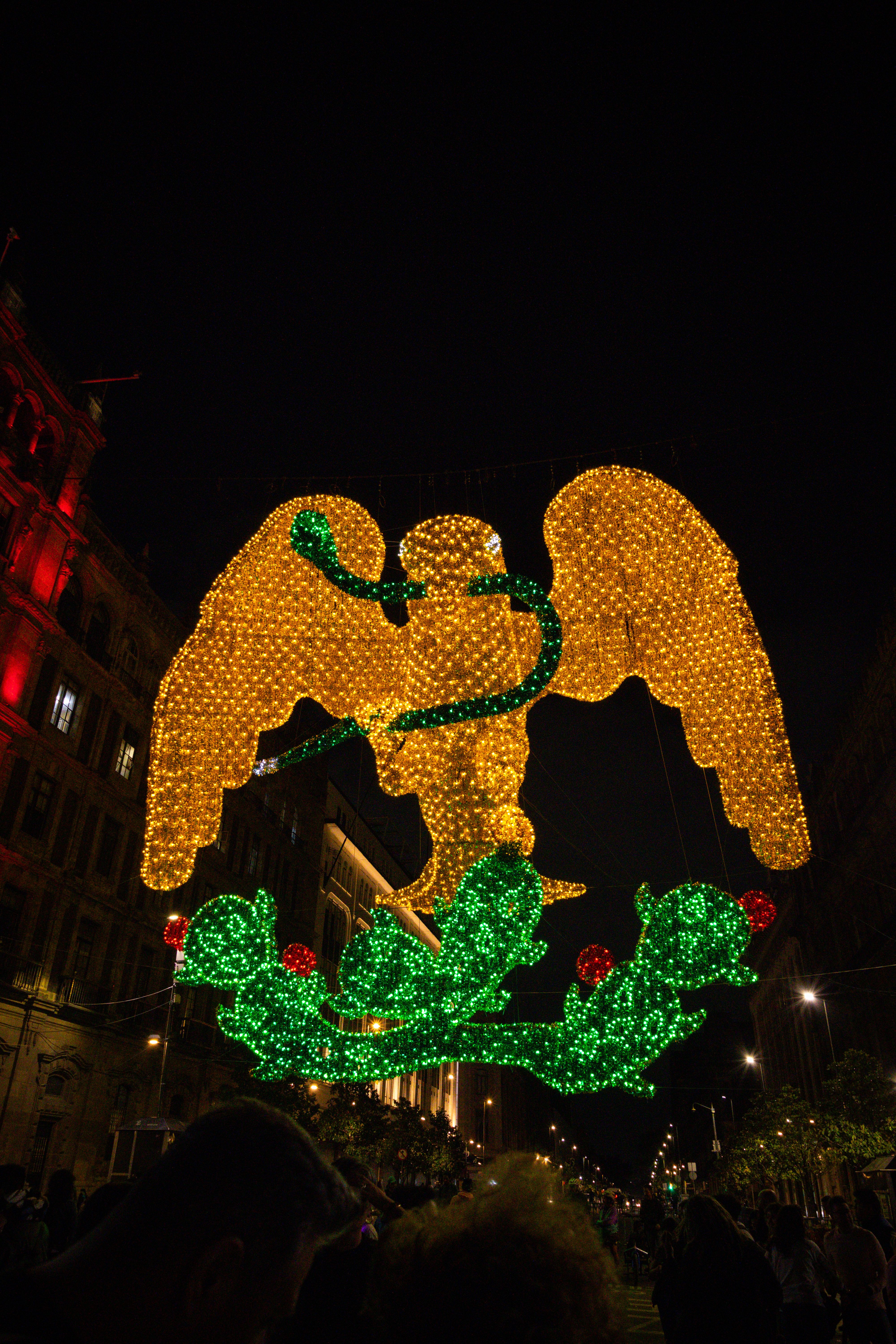 Illuminated Mexican Eagle Display in CDMX · Free Stock Photo