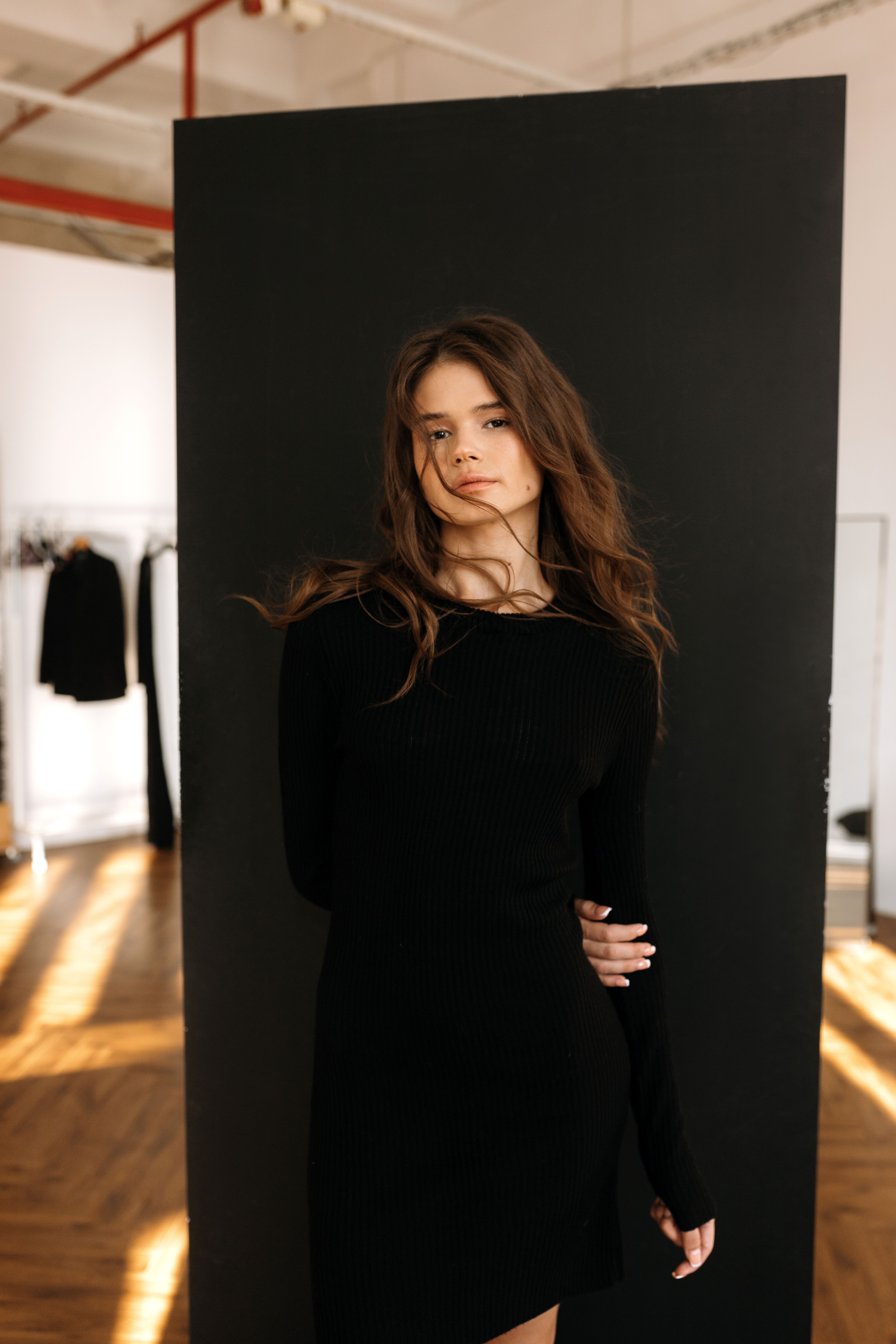 Knit dress with belt professional outfit