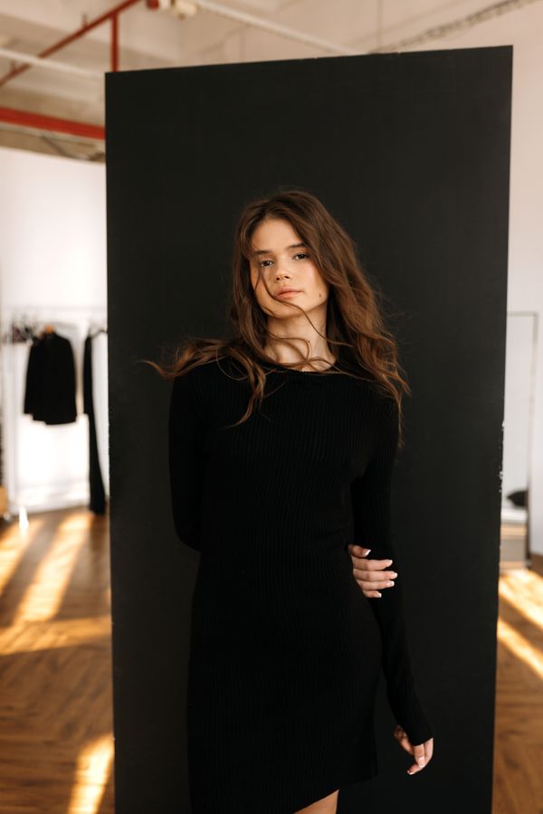 Knit dress with belt professional outfit